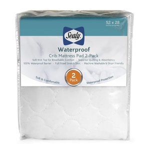Two Crib Mattress Pad Stain Repel and Release Force Technology White